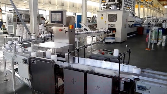 在線重量選別機清風卷紙現場分選圖